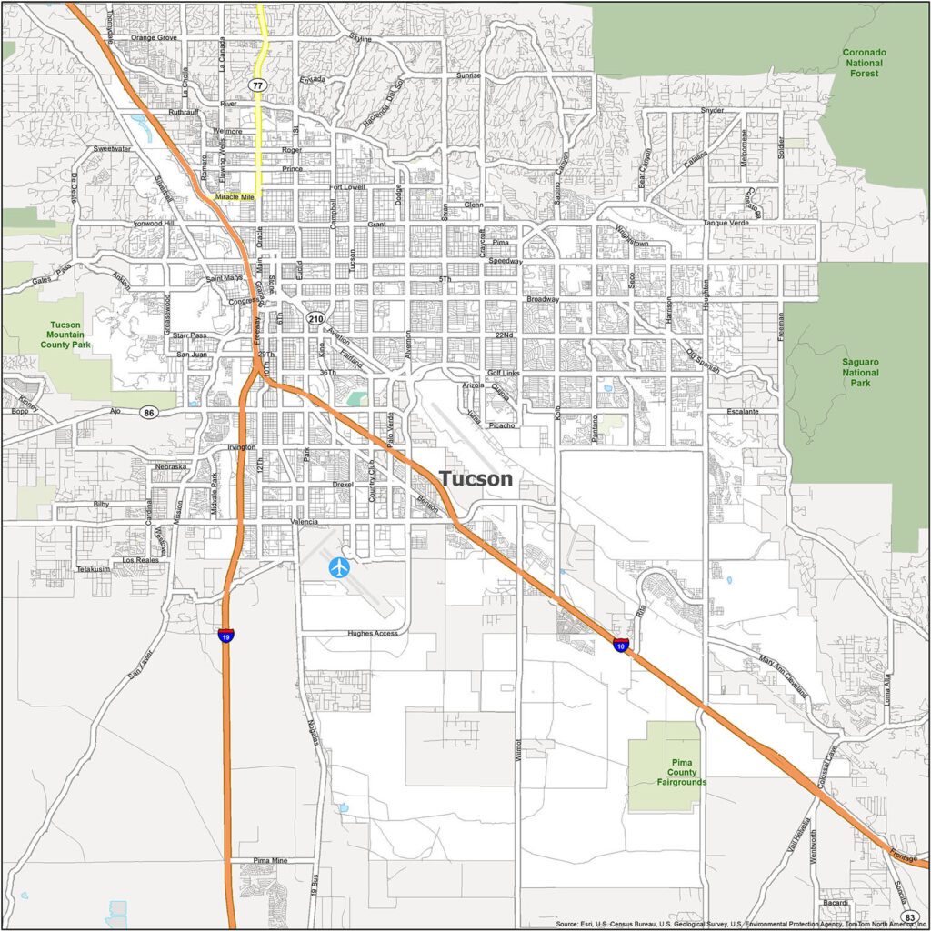 Tucson service area map